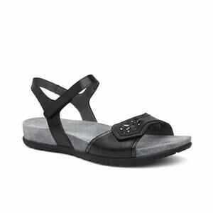 Dansko Blythe Black Leather Sandals Size 39 8.5 9 NEW Embellished Comfort